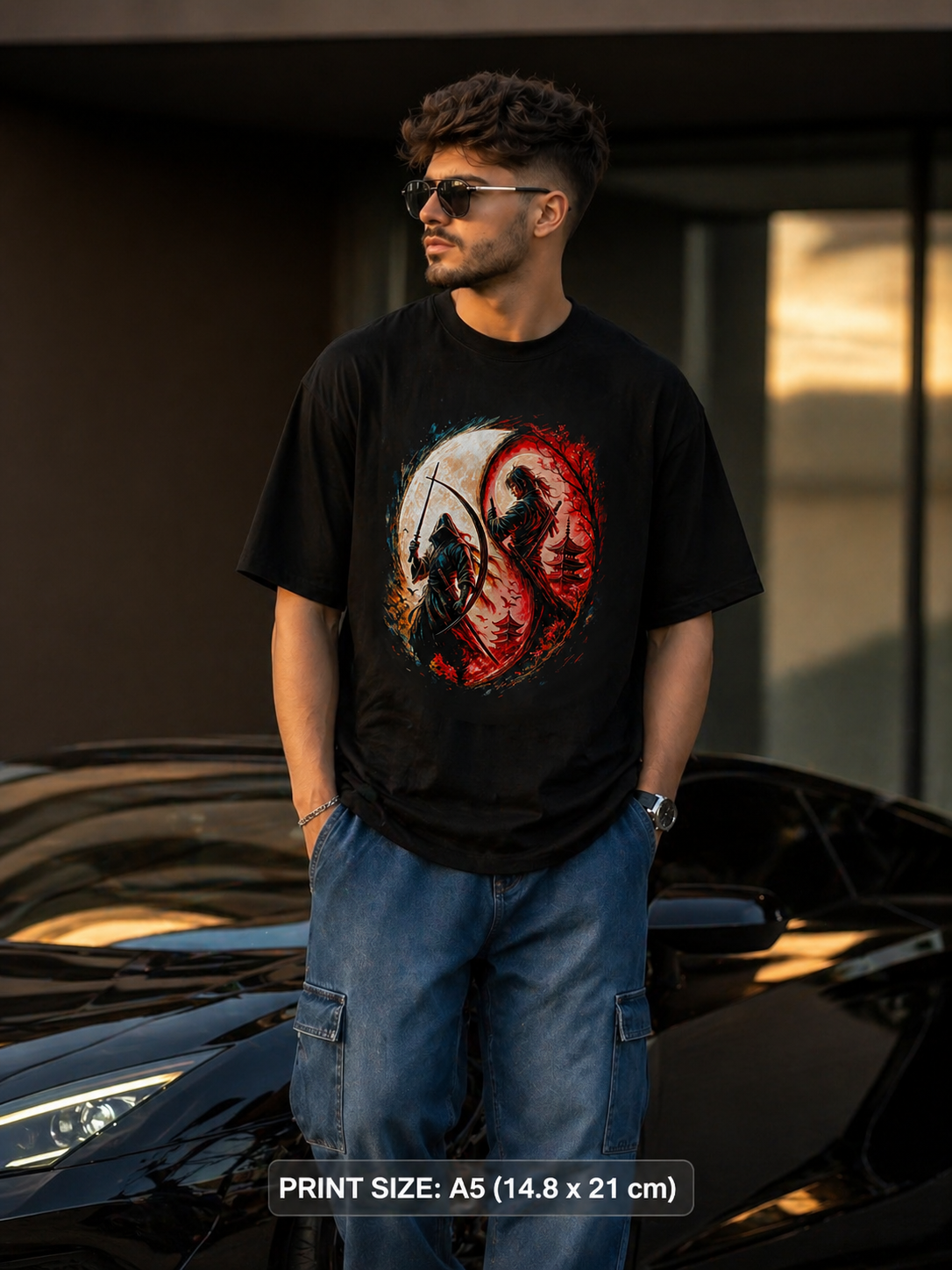 Shadow Within Oversized T-Shirt – Luxury Samurai Graphic Tee