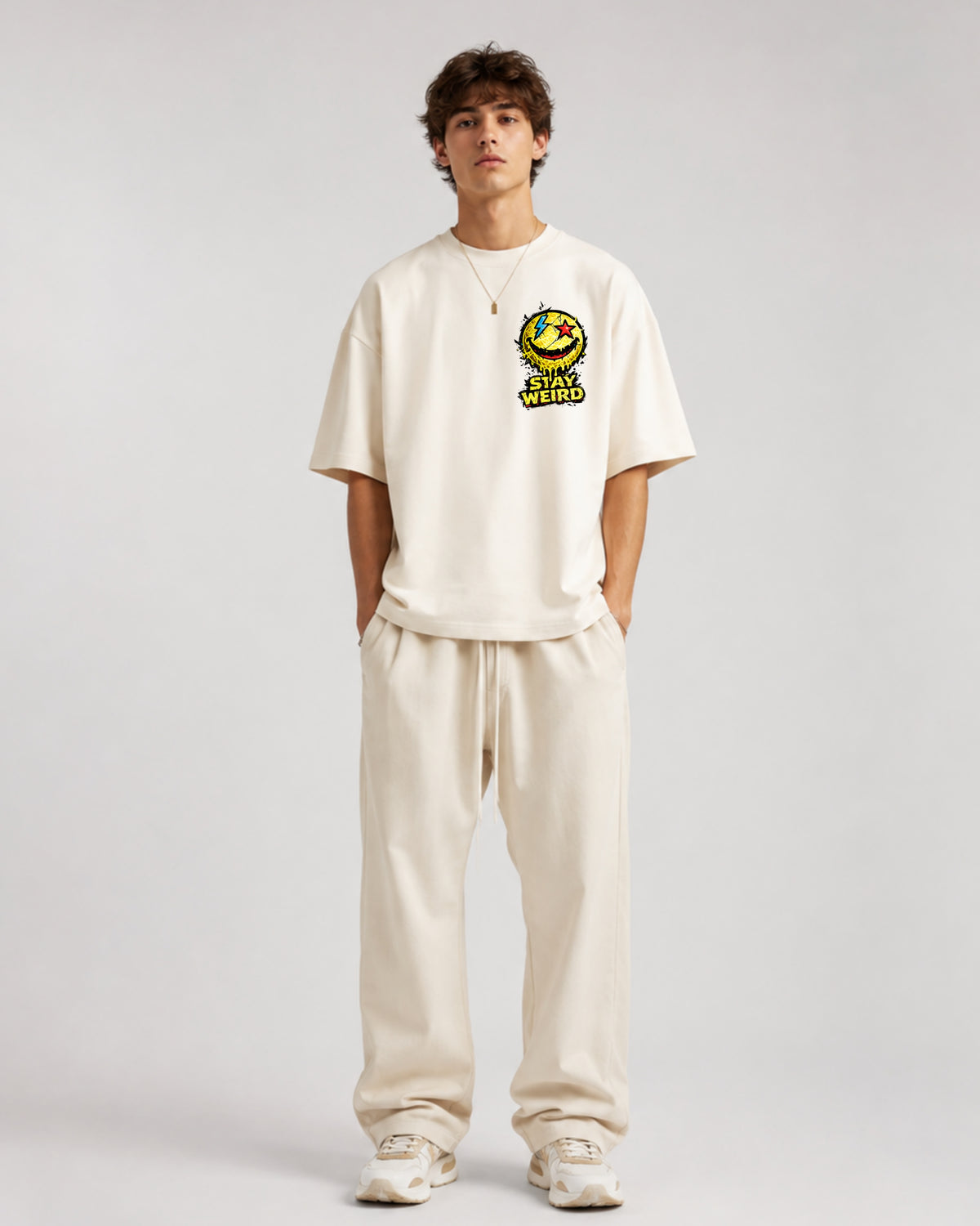 SLAY WEIRD — OFF WHITE OVERSIZED T-SHIRT