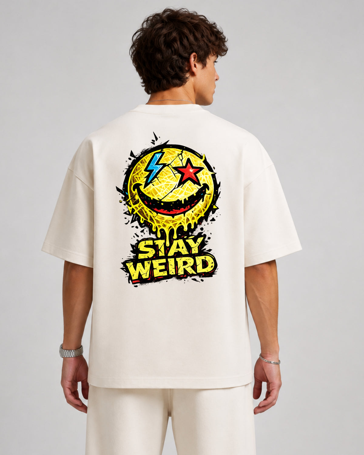 SLAY WEIRD — OFF WHITE OVERSIZED T-SHIRT