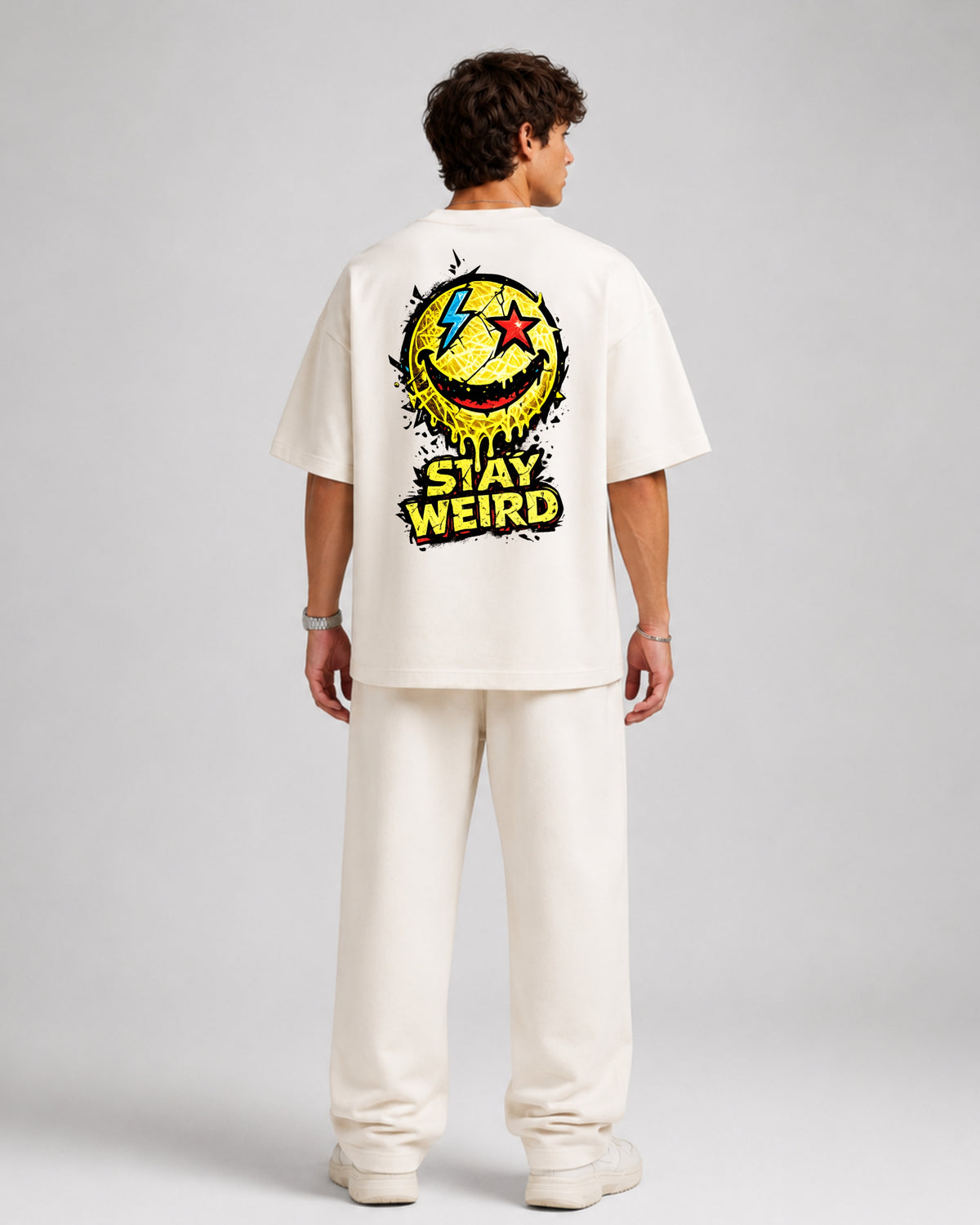 SLAY WEIRD — OFF WHITE OVERSIZED T-SHIRT