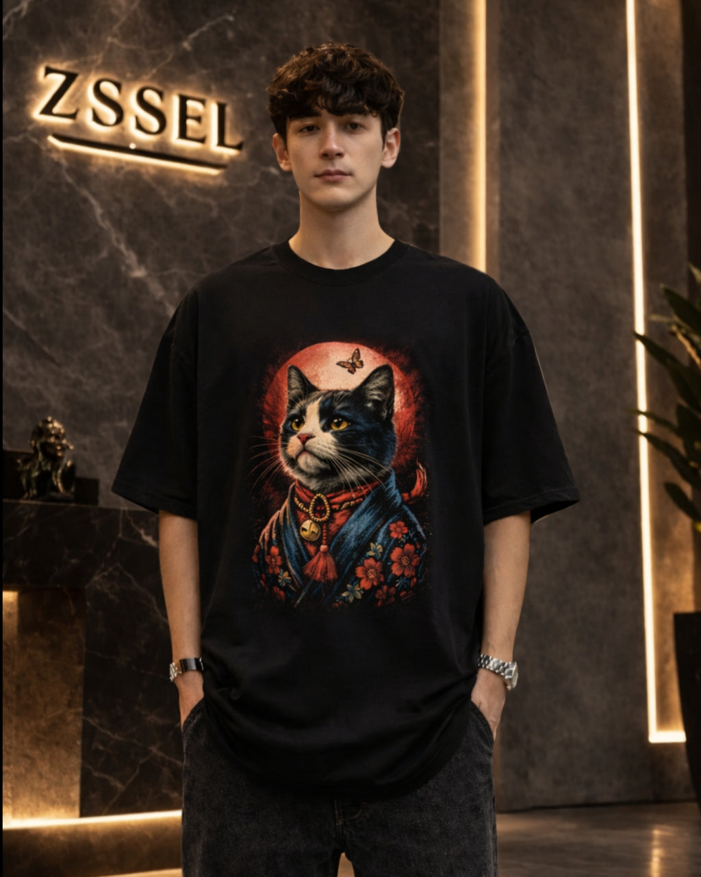 ZSSEL Royal Cat — Oversized Cotton T-Shirt