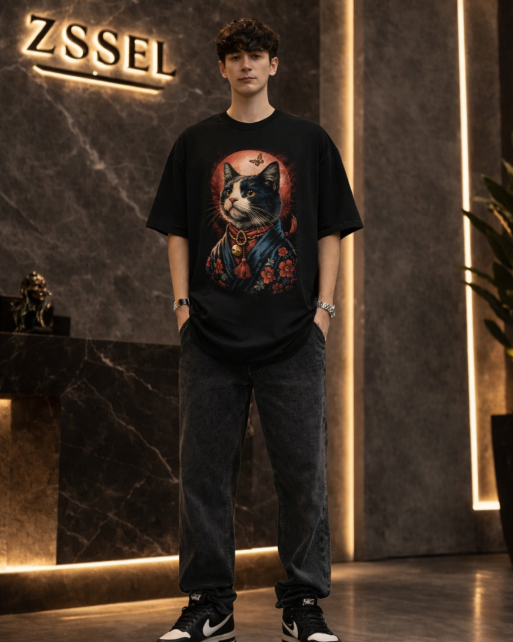 ZSSEL Royal Cat — Oversized Cotton T-Shirt