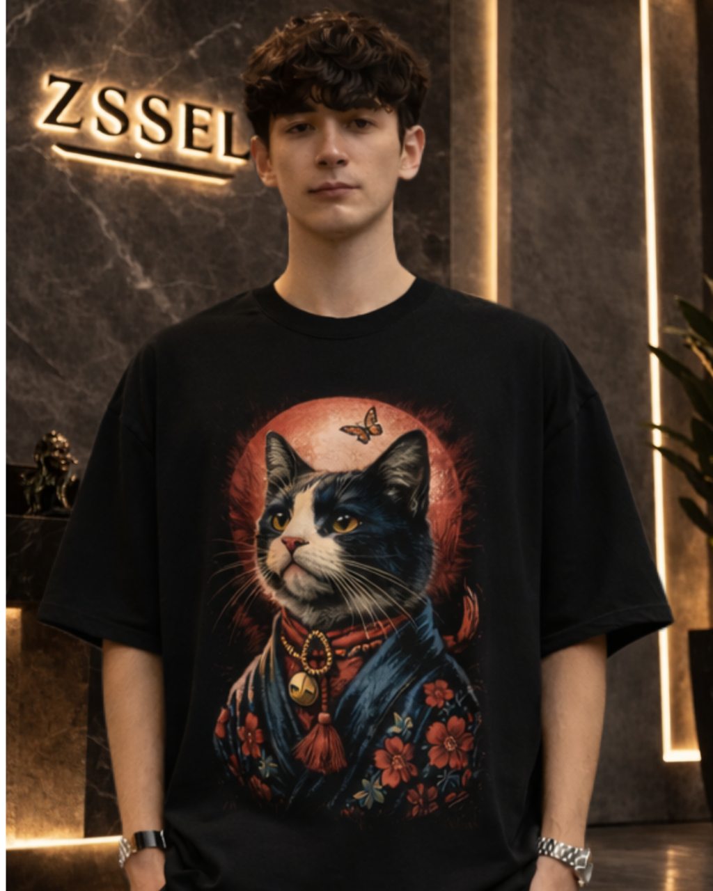 ZSSEL Royal Cat — Oversized Cotton T-Shirt
