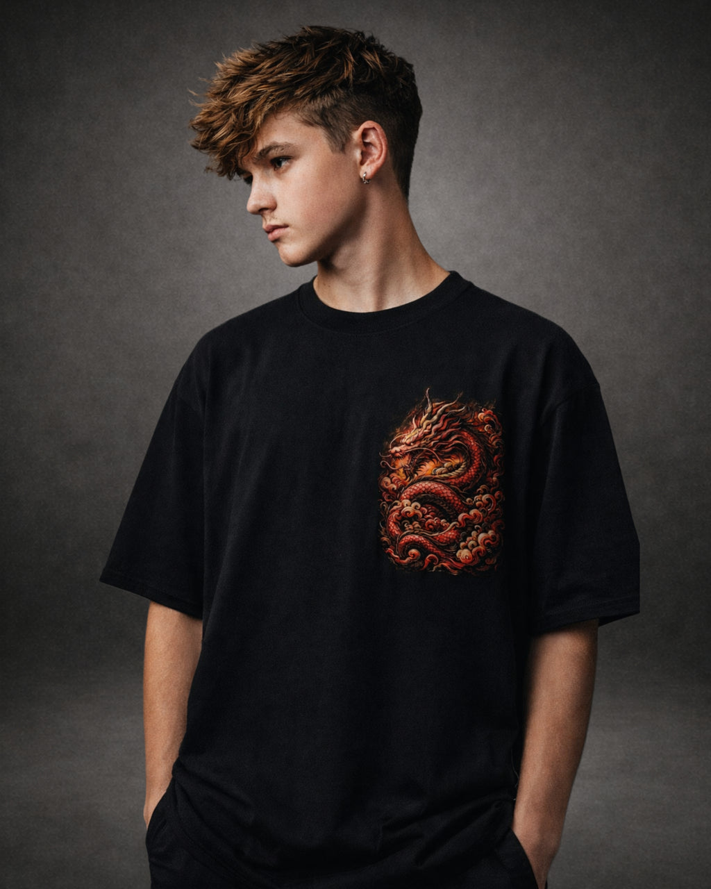 ZSSEL Crimson Dragon — Oversized Cotton T-Shirt