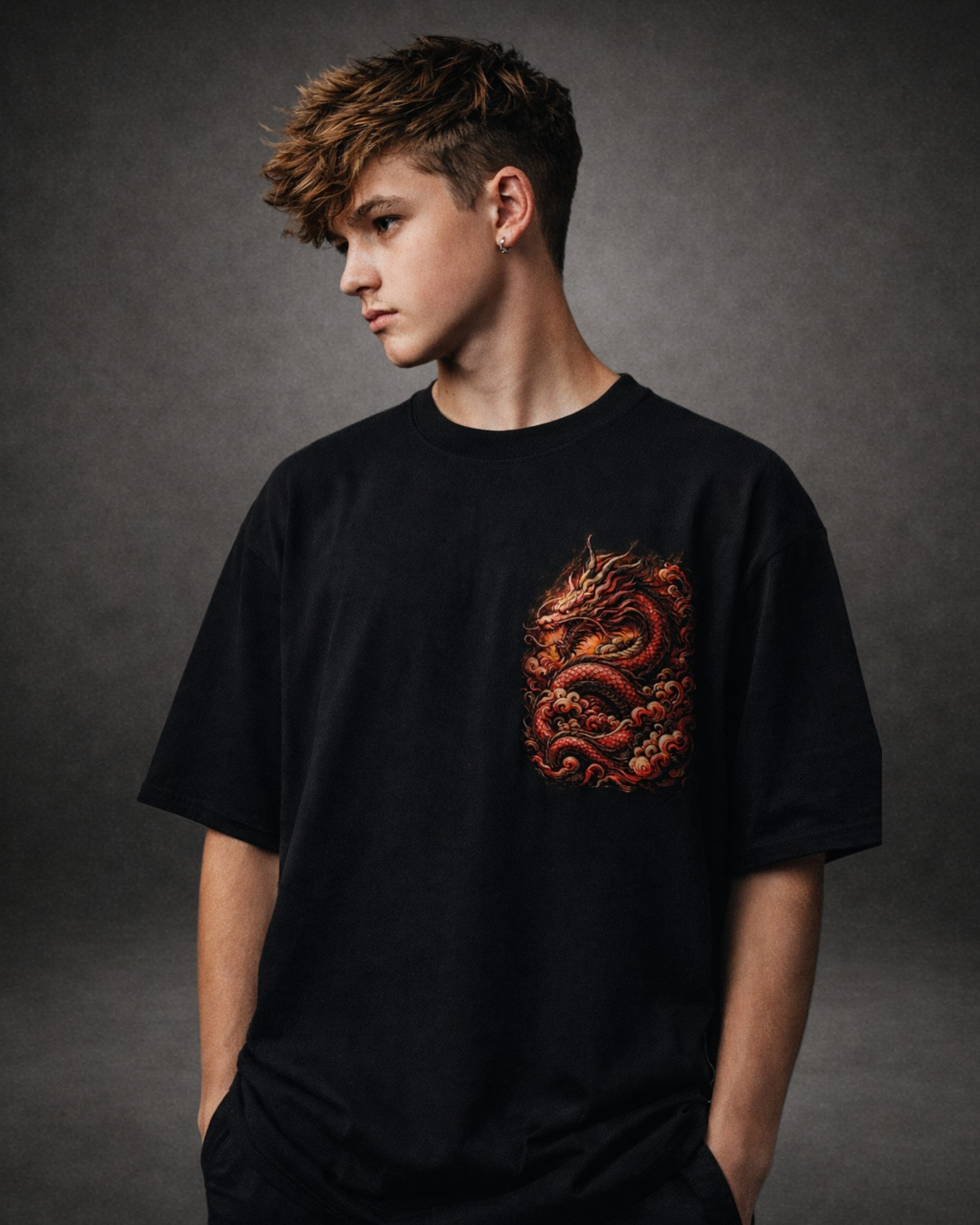 ZSSEL Crimson Dragon — Oversized Cotton T-Shirt