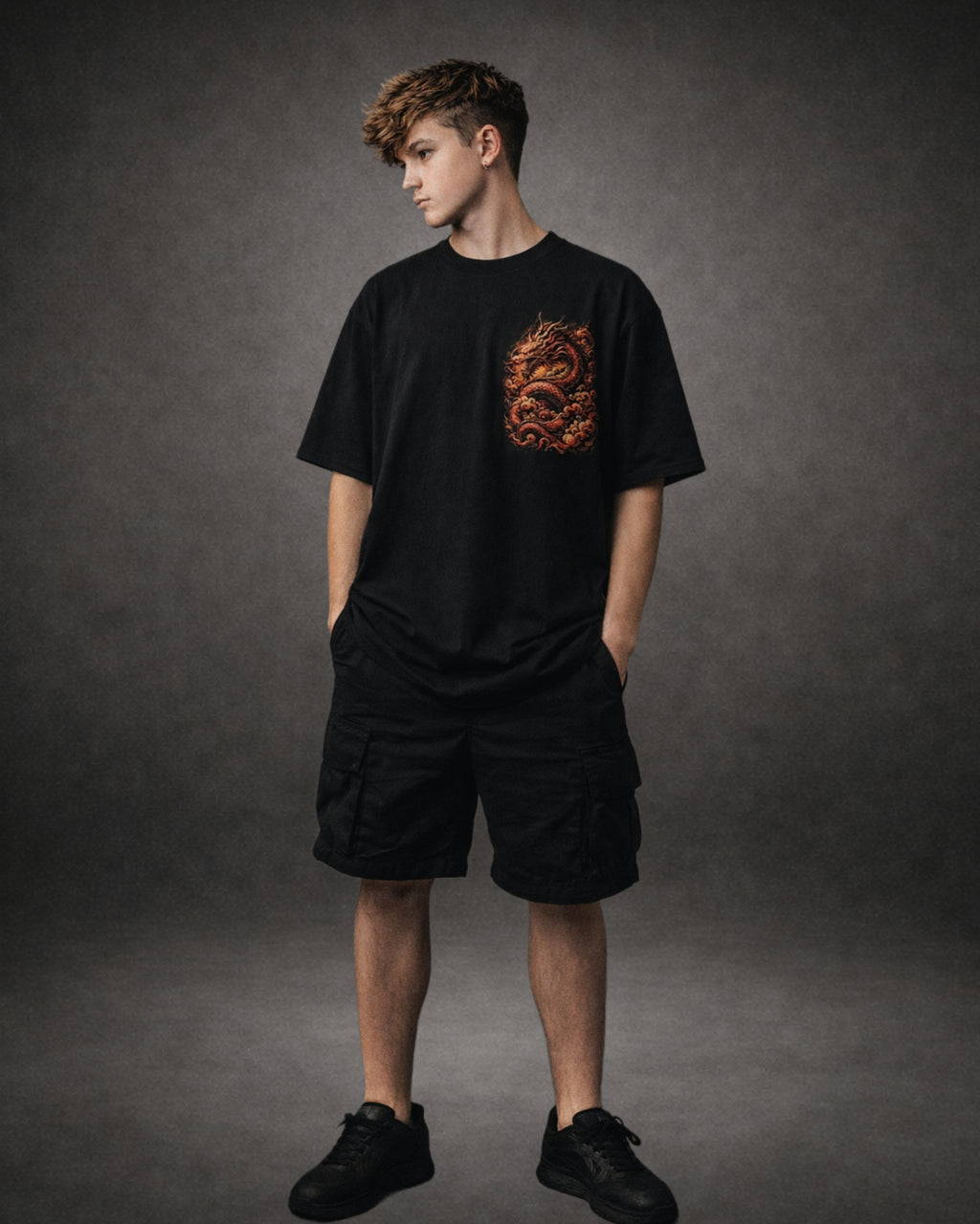 ZSSEL Crimson Dragon — Oversized Cotton T-Shirt