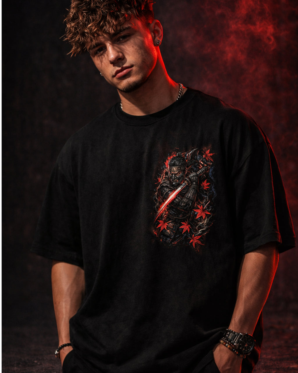 ZSSEL Crimson Shadow — Oversized Cotton T-Shirt