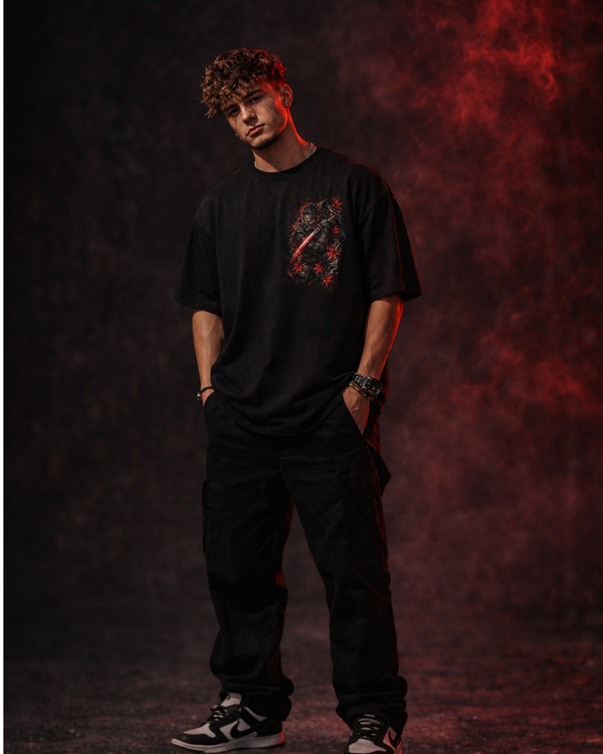 ZSSEL Crimson Shadow — Oversized Cotton T-Shirt