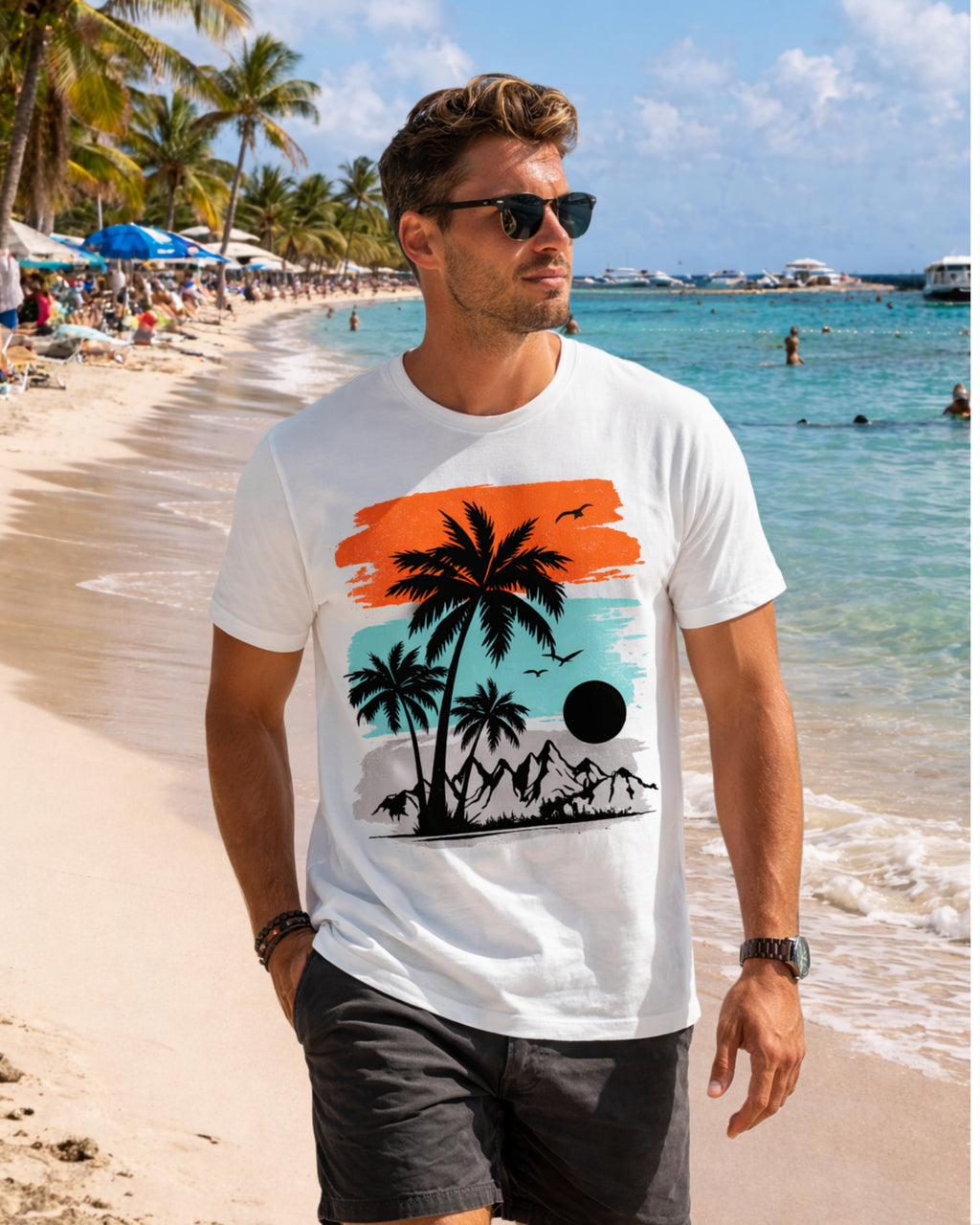 ZSSEL Coastal Escape — Regular Fit Cotton T-Shirt