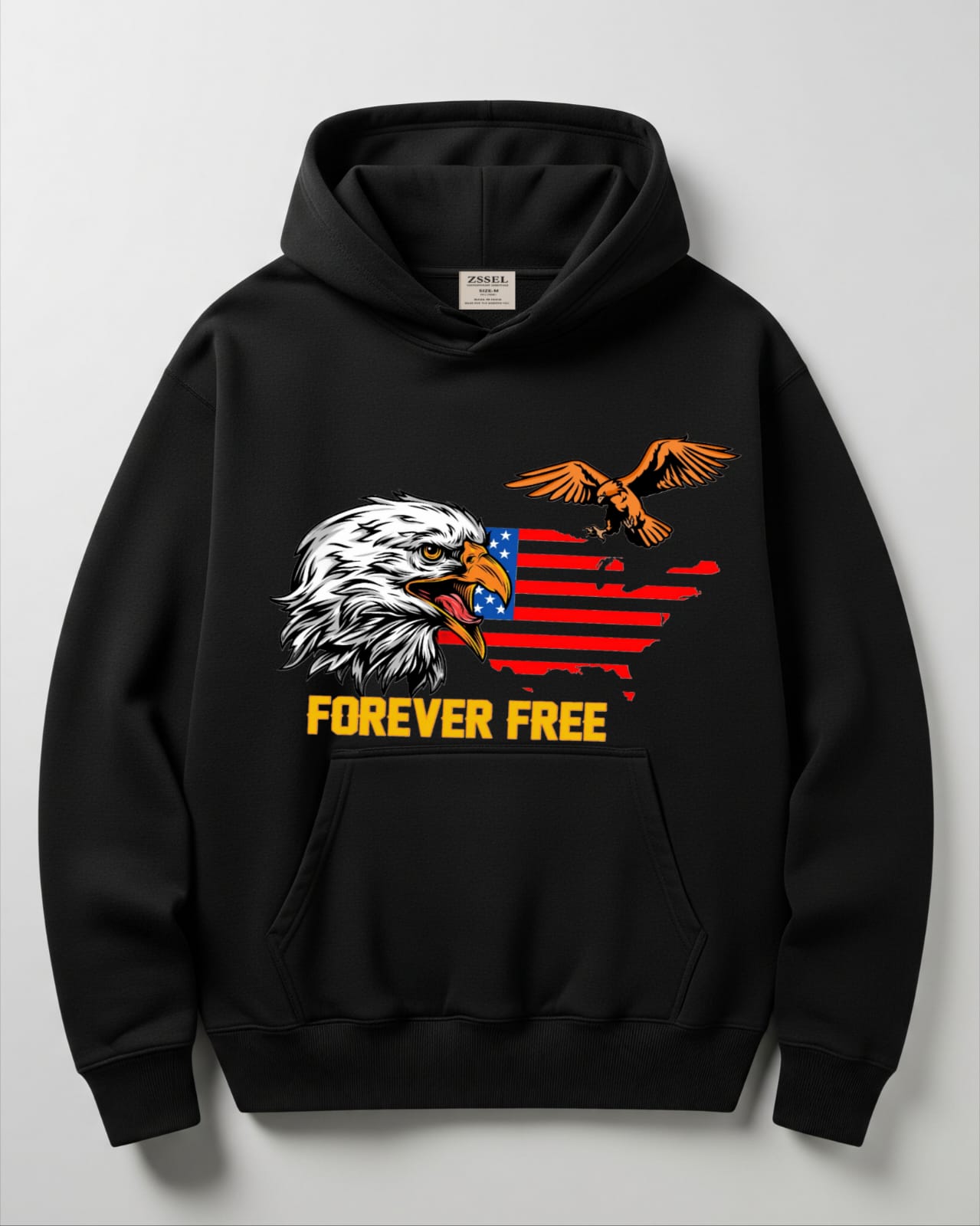 Premium Black Hoodie – American Eagle Print
