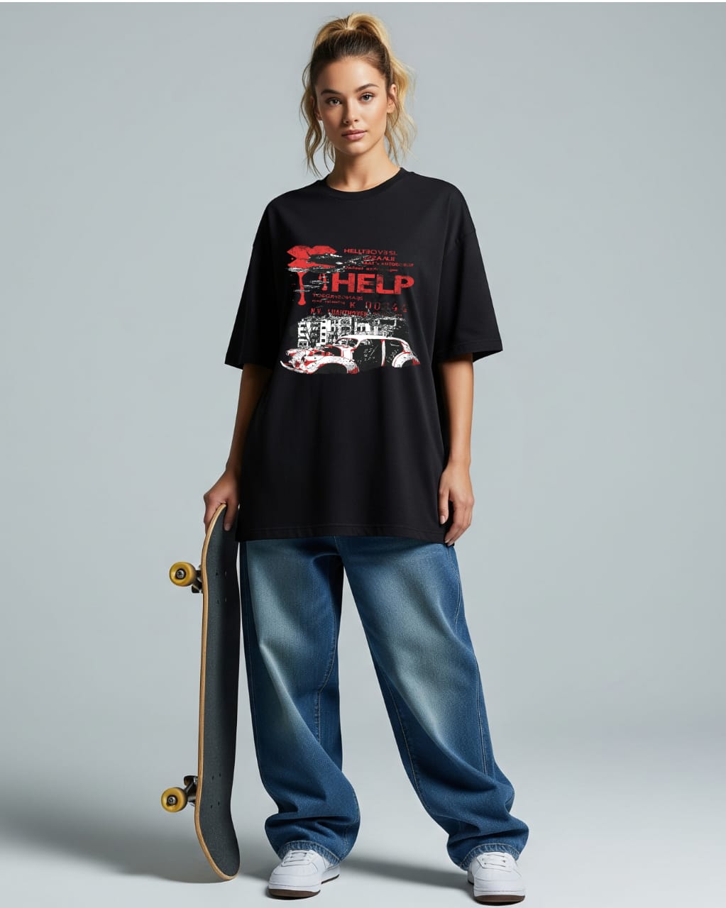 ZSSEL Graphic Oversized Tee – Black
