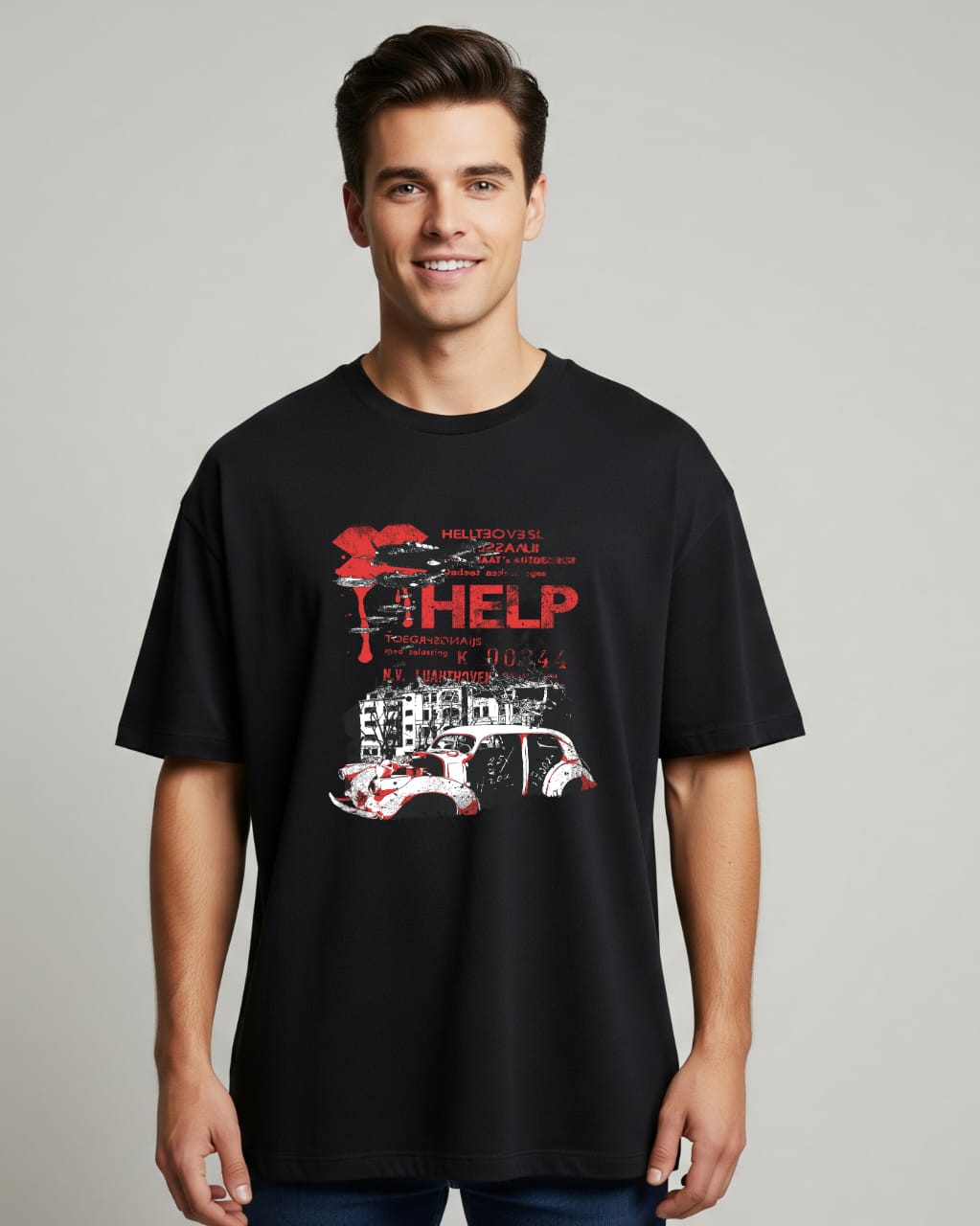 ZSSEL Graphic Oversized Tee – Black