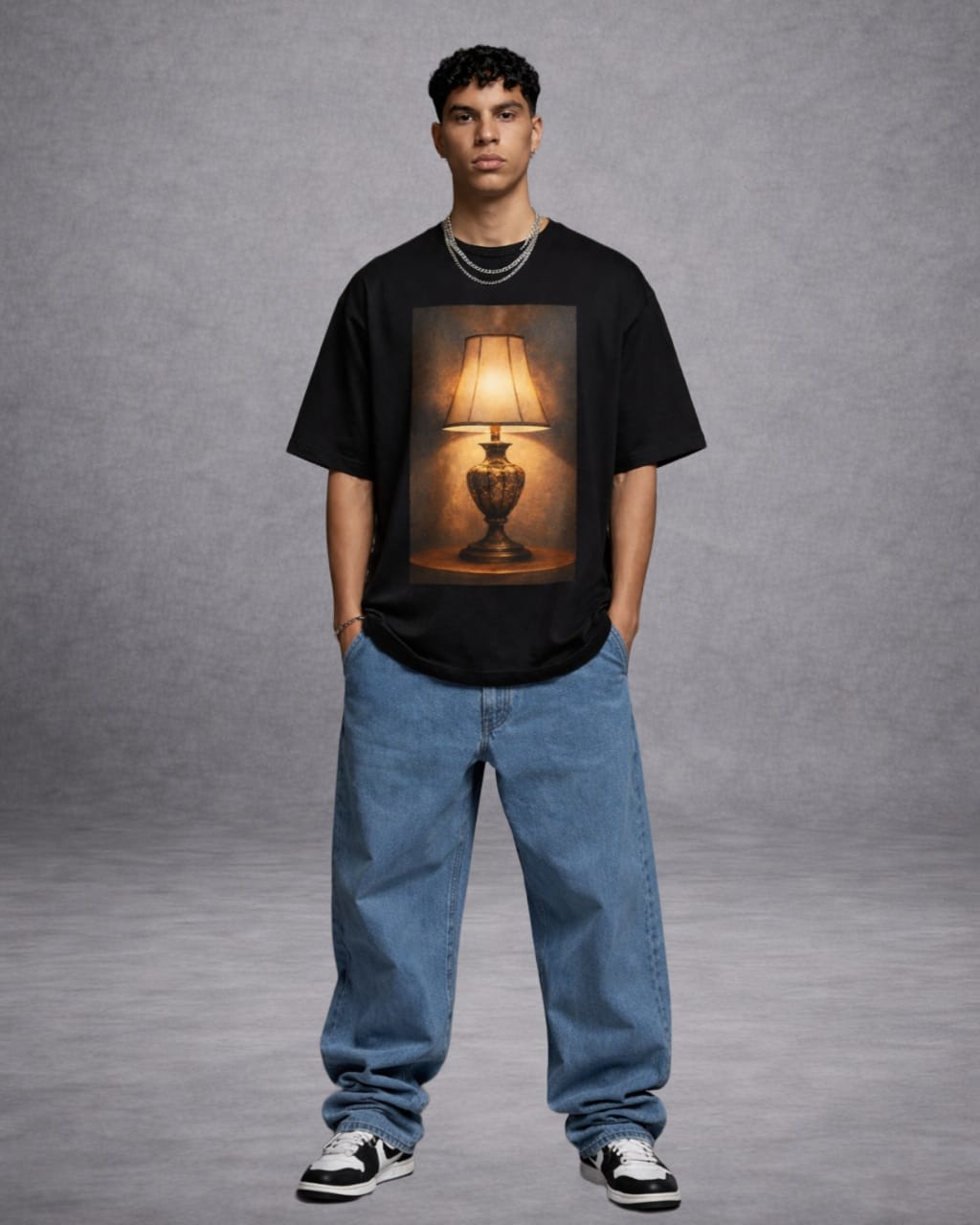 ZSSEL Vintage Lamp Artwork Oversized T-Shirt