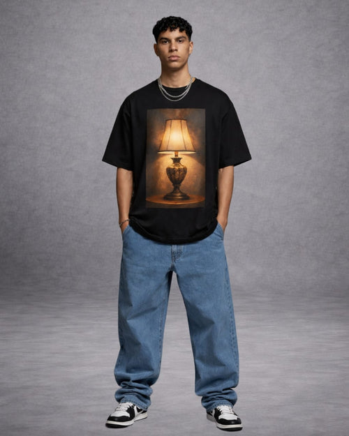 ZSSEL Vintage Lamp Artwork Oversized T-Shirt