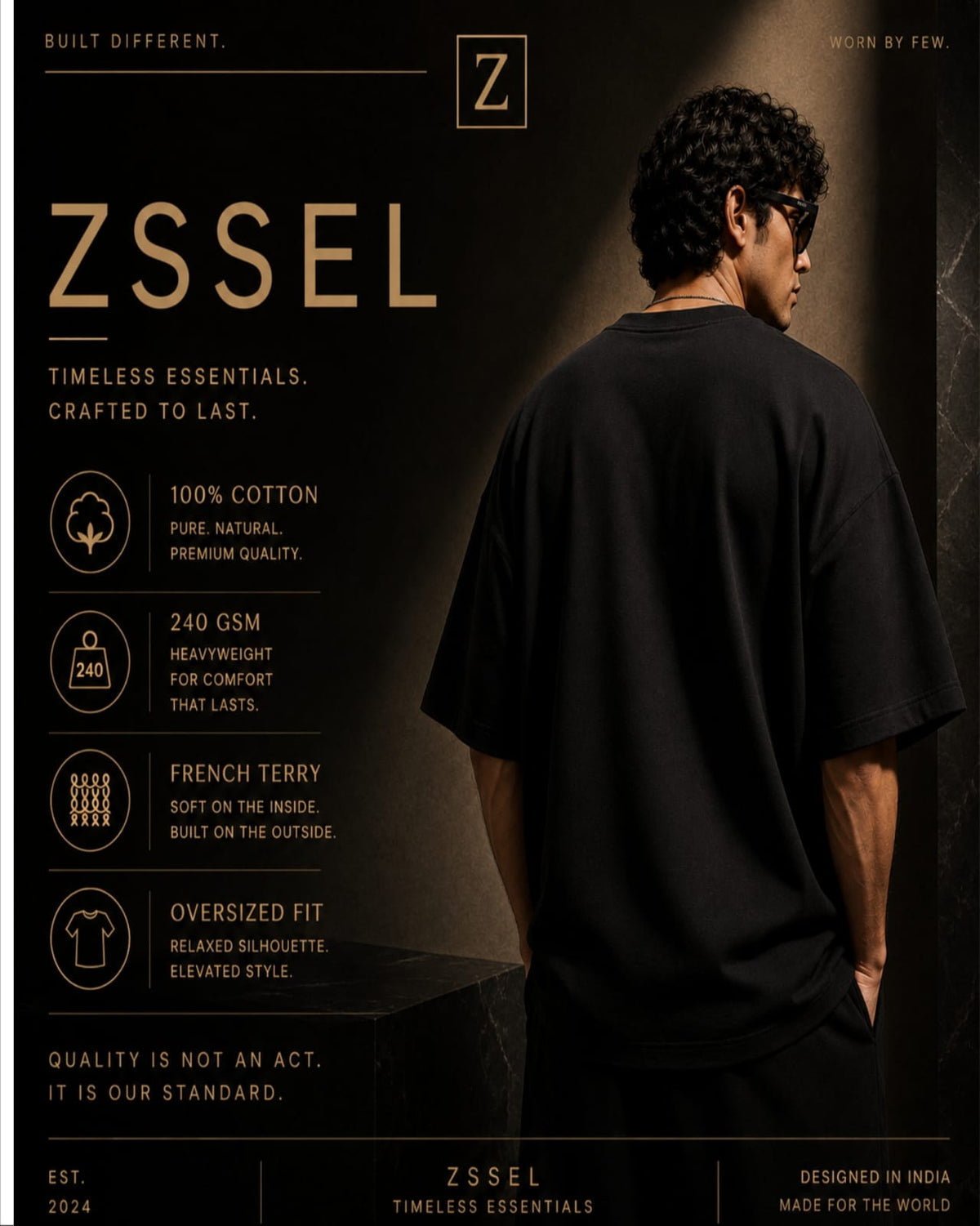 ZSSEL MUSCLE CLUB Oversized T-Shirt – Black