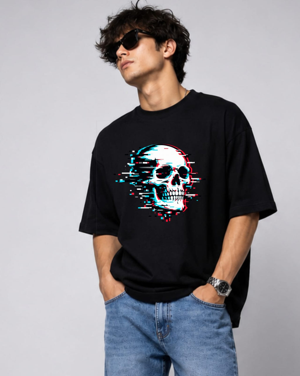 ZSSEL™ Glitch Skull Oversized T-Shirt