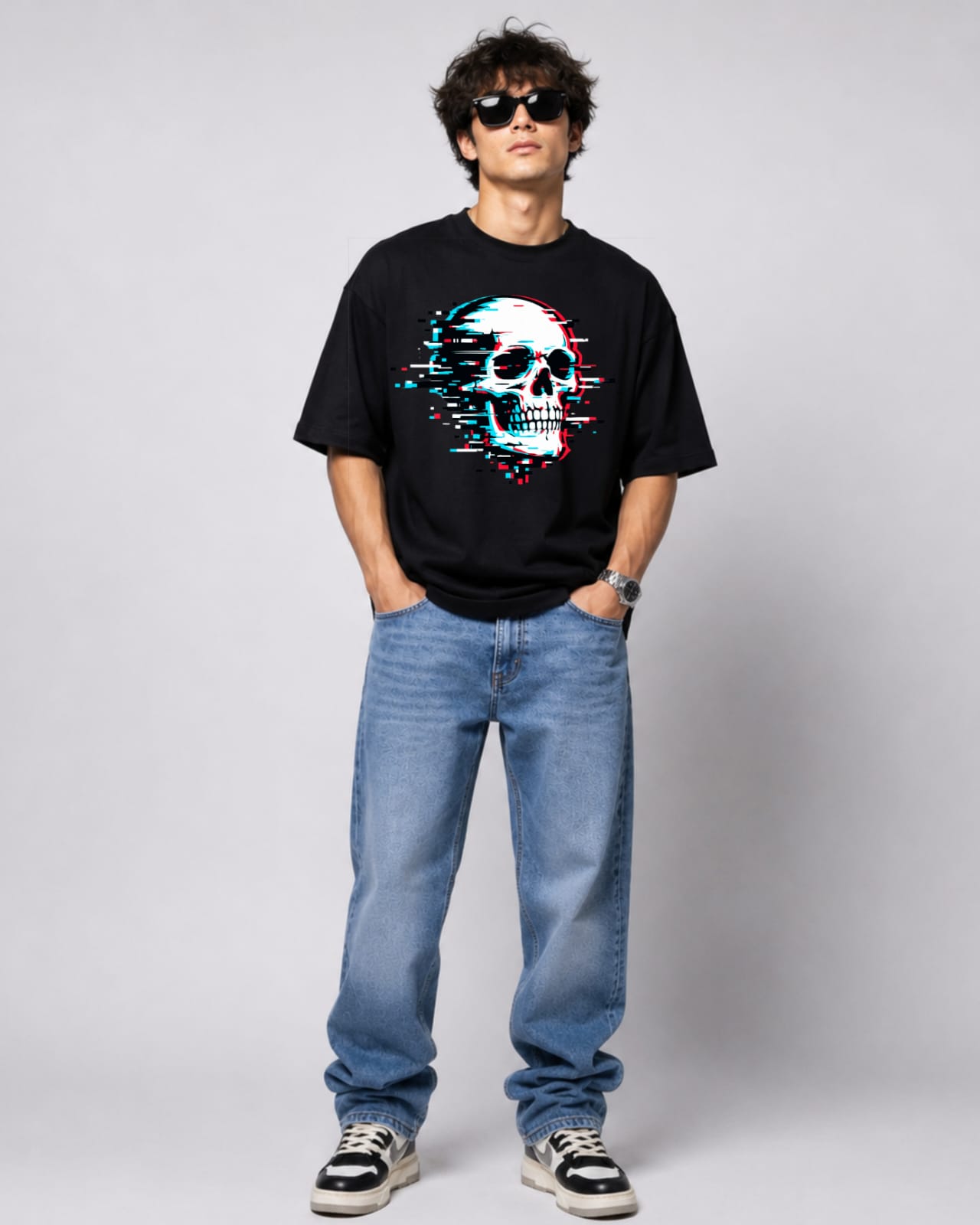 ZSSEL™ Glitch Skull Oversized T-Shirt