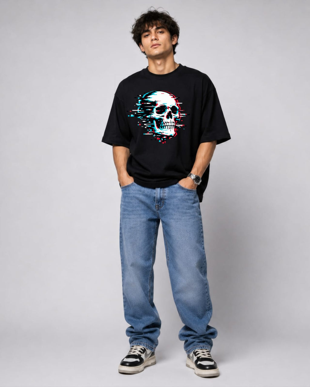 ZSSEL™ Glitch Skull Oversized T-Shirt