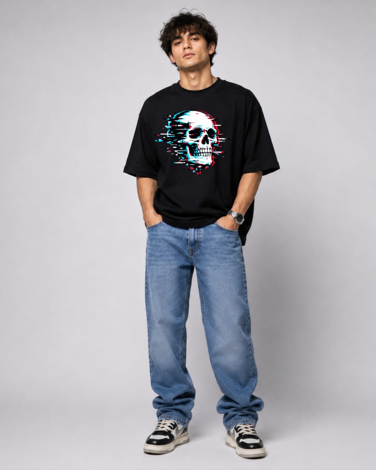 ZSSEL™ Glitch Skull Oversized T-Shirt