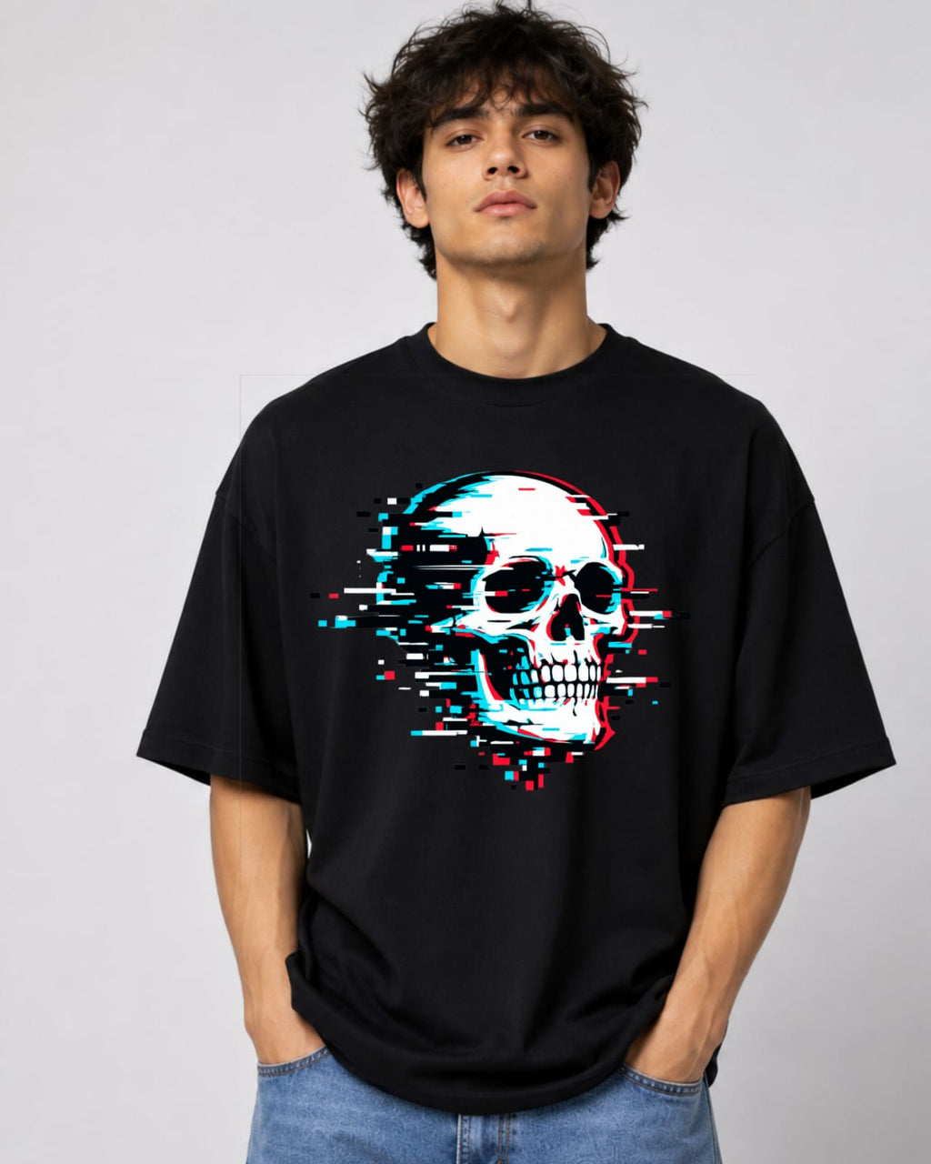 ZSSEL™ Glitch Skull Oversized T-Shirt