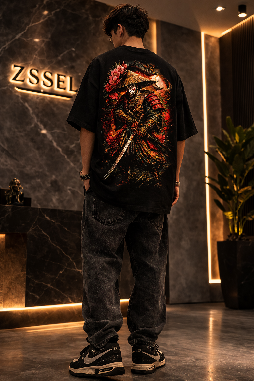 ZSSEL Samurai Warrior Oversized T-Shirt – Black